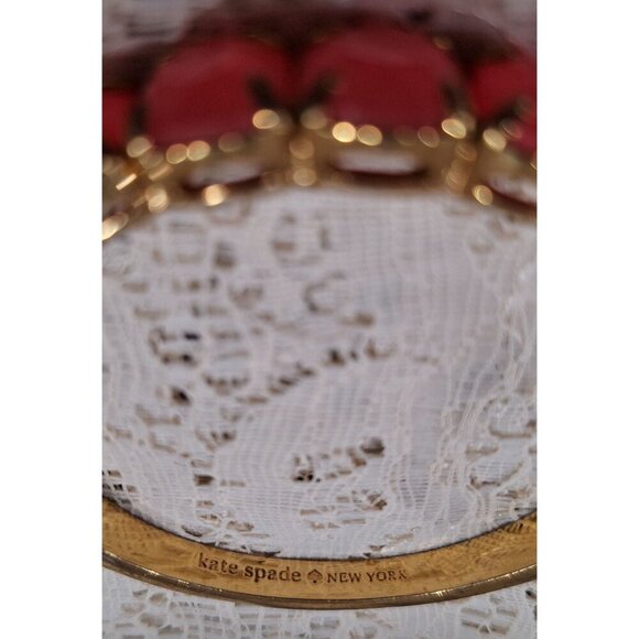 EUC Kate Spade New York "Squared Away" Gold Plated Bangle Bracelet w/ Gemstones - Picture 6 of 8